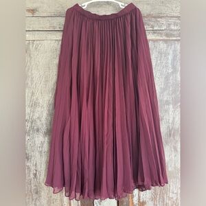 NWT - burgundy pleated maxi skirt
